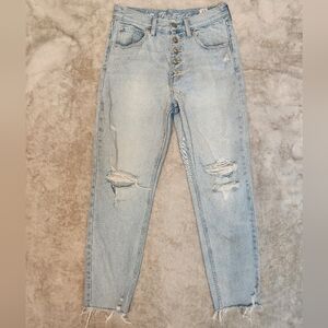 We The Free High Rise Light Blue Distressed Jeans